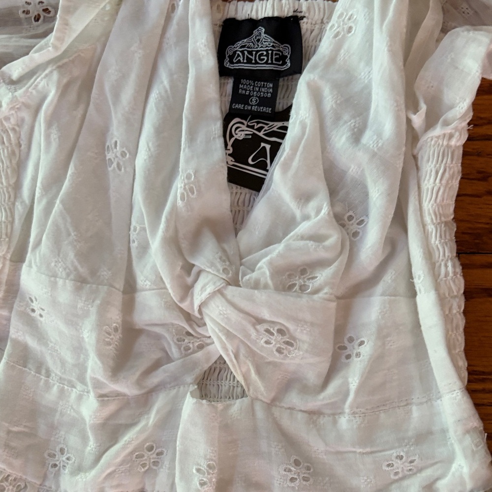 Angie White Eyelet Ruffle Dress for teen size small - Picture 3 of 6